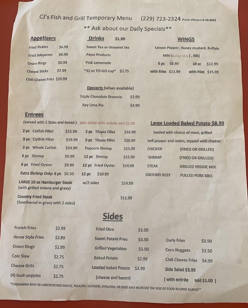CJ's Fish and Grill